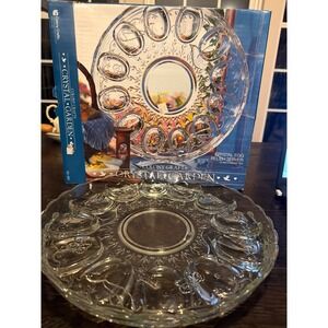 Vintage Colony Crafts Crystal Garden Egg Tray Relish Server – 12" w/ Box